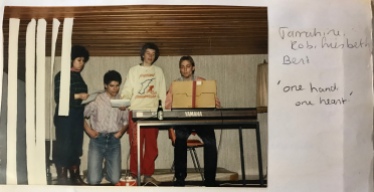 Rob (L), the dark-haired conductor of the Student Choir I was in. With other choir members - April 1986