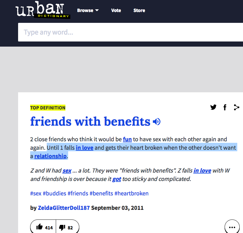 The Urban Dictionary on "Friends with benefits"